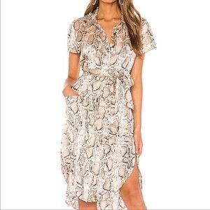 L’Academie May Snake Print Shirt Dress Mid Length Size Small